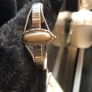 Cream and Silver Chain-Link Bracelet with Vintage Charm